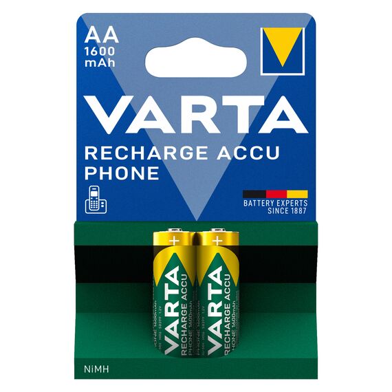 Acumulatori telefon VARTA 1.2V AA LR6 Ni-MH, 2 buc/blister, 1600mAh, preincarcati - Papet