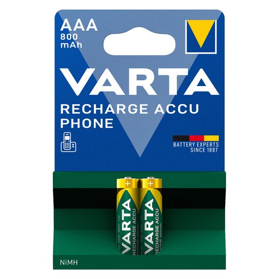 Acumulatori telefon VARTA 1.2V AAA LR3 Ni-MH, 2 buc/blister, 800mAh, preincarcati - Papet