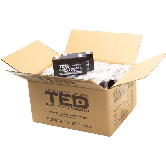 Acumulator AGM VRLA 6V, 1.4 Ah, dimensiuni 97 x 24 x 52 F1, TED Electric - 2Papet