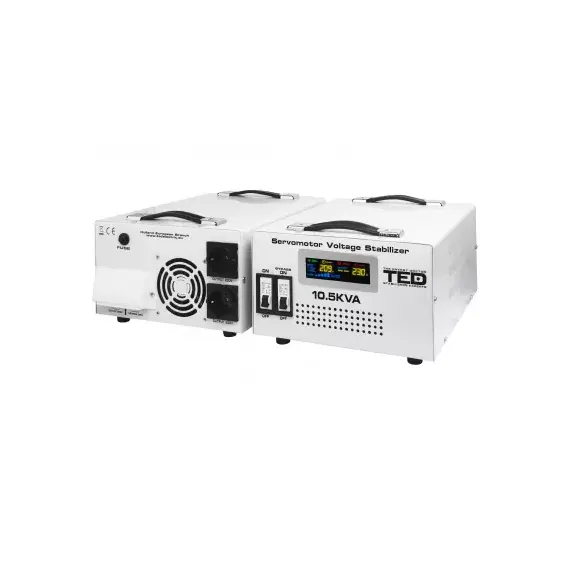 Stabilizator de tensiune retea, monofazat, 6KW, 6000W, 2 prize si ecran LCD, sinusoidala pura, TED Electric - 2Papet