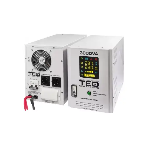 UPS pentru centrala, 3000VA, 2100W, runtime extins, sinusoidala pura, ecran LCD, TED Electric - 2Papet