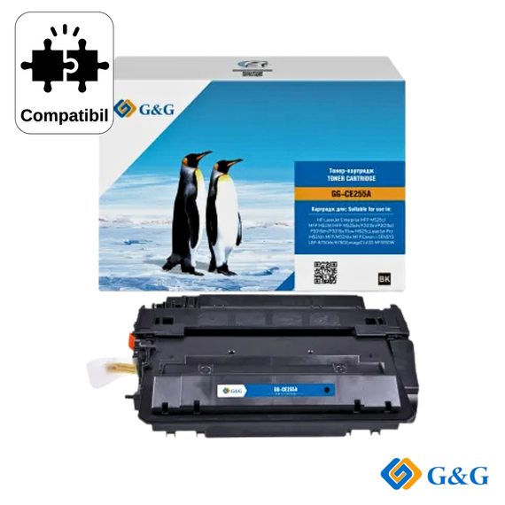 Cartus toner compatibil G&G Black CE255A, pentru HP LaserJet P3015, 6.000 pagini - Papet