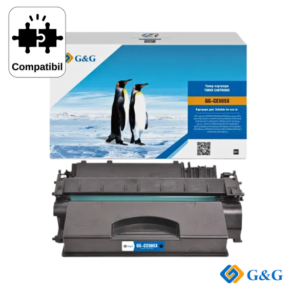 Cartus toner compatibil G&G Black CE505X, pentru HP LaserJet P2055, 6.500 pagini - Papet