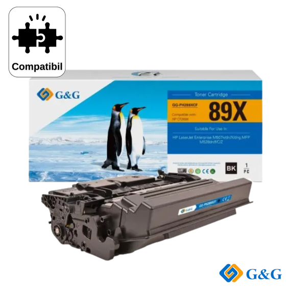 Cartus toner compatibil G&G Black CF289X 89X, cip New Firm, pentru HP LaserJet Enterprise M528dn, 10.000 pagini - Papet