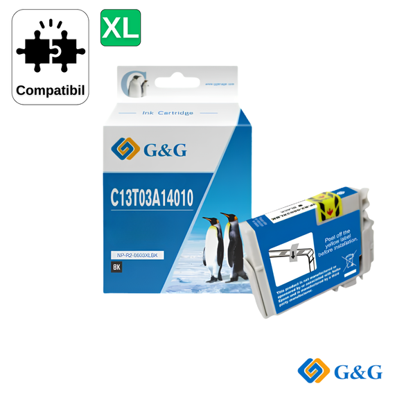Cartus inkjet compatibil G&G Black T603XL, pentru Epson Expression Home XP-2100, 450 pagini - Papet