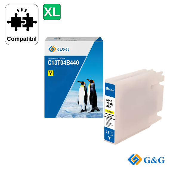 Cartus inkjet compatibil G&G Yellow C13T04B440 XL, pentru Epson WorkForce Pro WF-C8190DW, 4.600 pagini - Papet