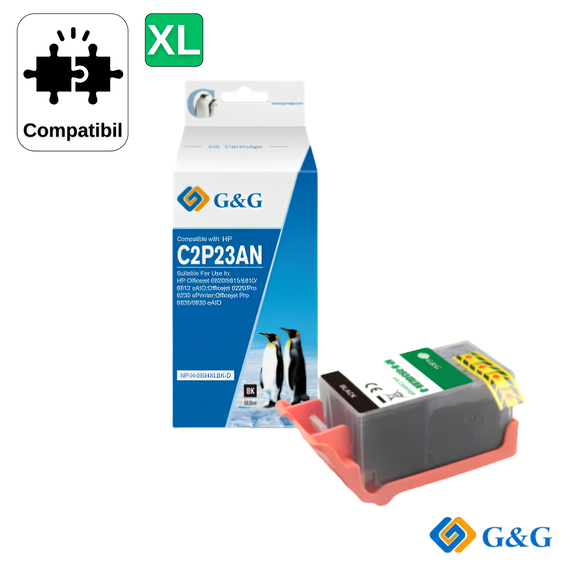 Cartus inkjet compatibil G&G Black 934XL C2P23AE pentru HP OfficeJet Pro 6830 e-AIO, 1.000 pagini - Papet