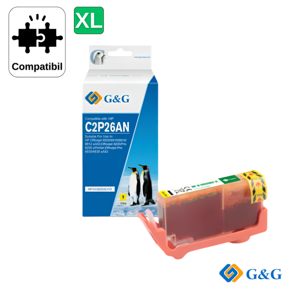 Cartus inkjet compatibil G&G Yellow 935XL C2P26AE, pentru HP OfficeJet Pro 6830 e-AiO, 825 pagini - Papet