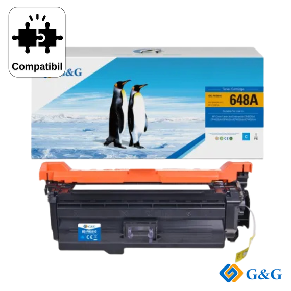 Cartus toner compatibil G&G Cyan CE261A 648A, pentru HP Color LaserJet CP4025N, 11.000 pagini - Papet