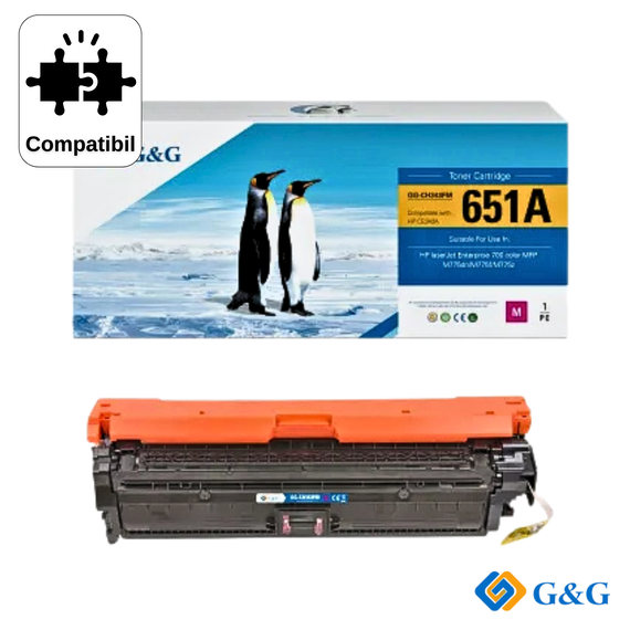 Cartus toner remanufacturat G&G Magenta CE343A 651, pentru HP LaserJet M775DN, 15.000 pagini - Papet