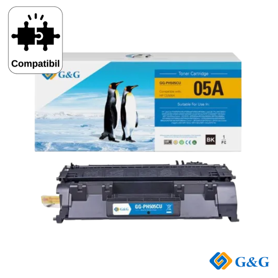 Cartus toner compatibil G&G Black Patent Free CE505A, pentru HP LaserJet P2035, 2.300 pagini - Papet