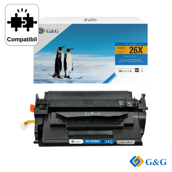 Cartus toner compatibil G&G Black 26X (CF226X), pentru HP LaserJet Pro M402D, 9.000 pagini - Papet