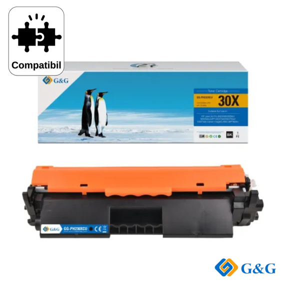 Cartus toner compatibil G&G Black CF230X 30X, pentru HP LaserJet Pro M203dn, 3.500 pagini - Papet