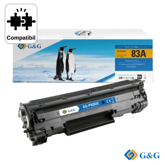 Cartus toner compatibil G&G Black CF283A 83A, pentru HP LaserJet Pro M125NW, 1.500 pagini - Papet