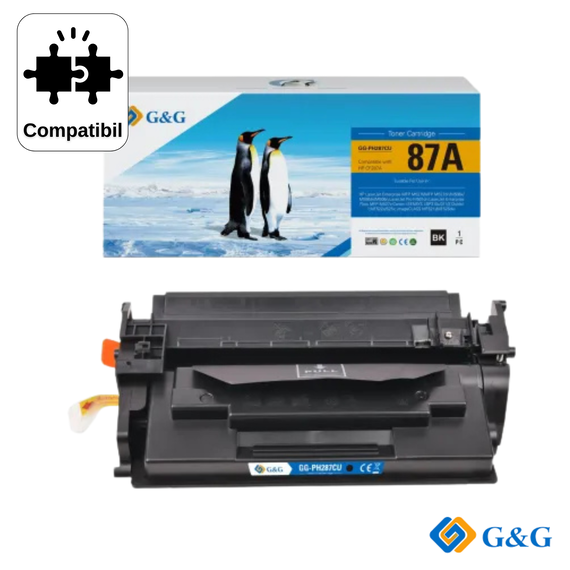 Cartus toner compatibil G&G Black Patent Free CF287A 87A, pentru HP LaserJet M506DN, 9.000 pagini - Papet