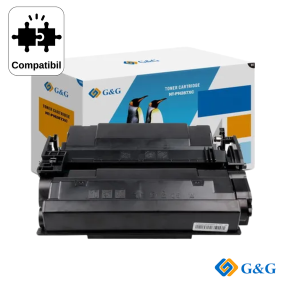 Cartus toner compatibil G&G Black Patent Free CF287X 87X, pentru HP LaserJet M506DN, 18.000 pagini - Papet