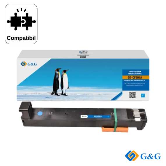 Cartus toner remanufacturat G&G Cyan CF301A 827A, pentru HP LaserJet M880Z, 32.000 pagini - Papet