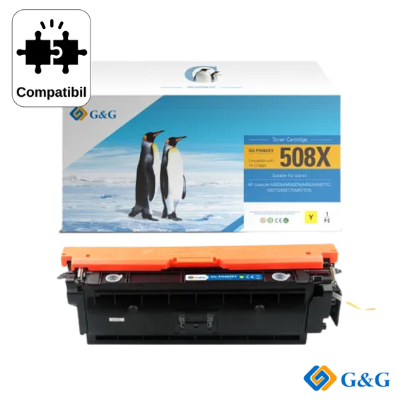 Cartus toner compatibil G&G Yellow CF362X 508, pentru HP LaserJet M552DN, 9.500 pagini - Papet