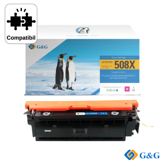 Cartus toner compatibil G&G Magenta CF363X 508, pentru HP LaserJet M552DN, 9.500 pagini - Papet