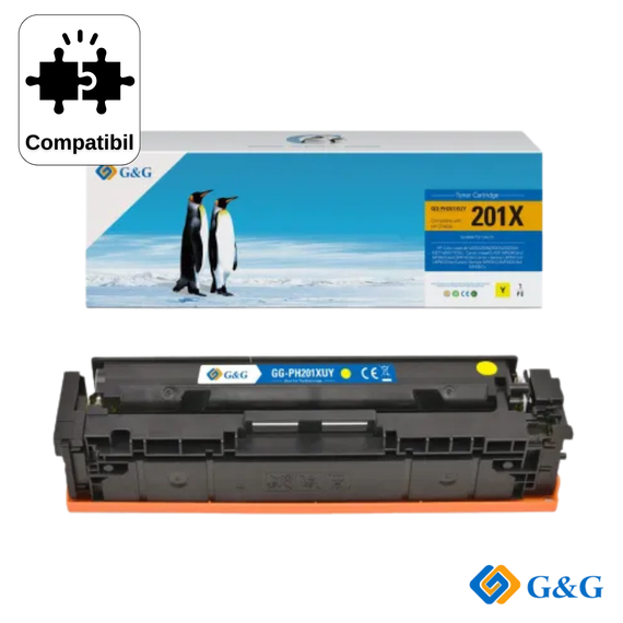 Cartus toner compatibil G&G Yellow CF402X 201X, pentru HP LaserJet Pro M252, 2.300 pagini - Papet