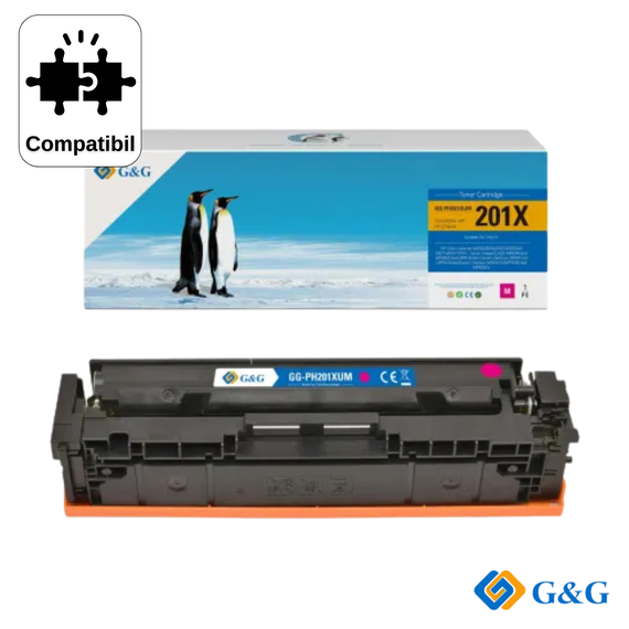 Cartus toner compatibil G&G Magenta CF403X 201X, pentru HP LaserJet Pro M252, 2.300 pagini - Papet