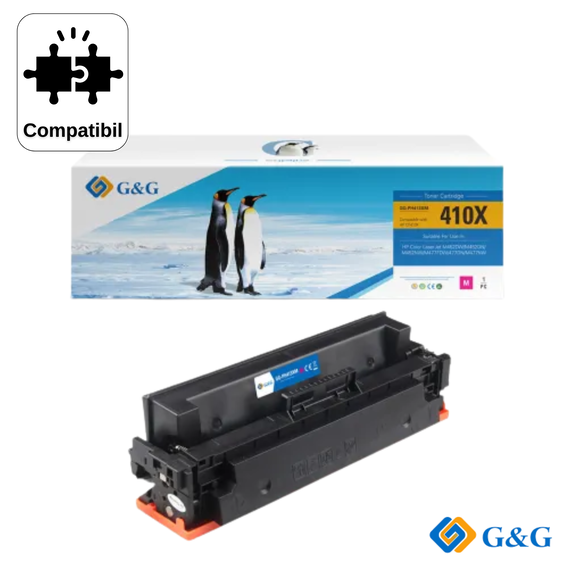 Cartus toner compatibil G&G Magenta CF413X 410X, pentru HP LaserJet Pro M452NW, 5.000 pagini - Papet