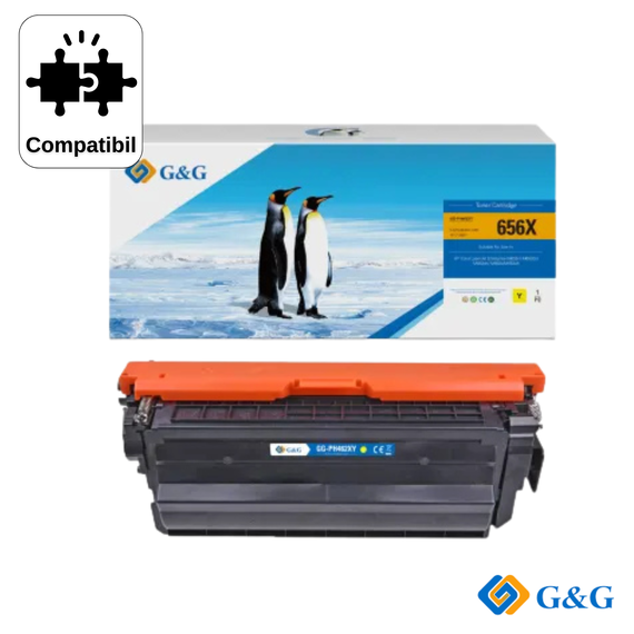 Cartus toner compatibil G&G Yellow CF462X 656X, pentru HP LaserJet Enterprise M652N, 22.000 pagini - Papet