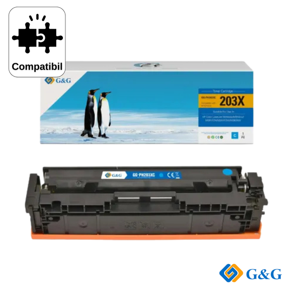 Cartus toner compatibil G&G Cyan CF541X 203X, pentru HP LaserJet Pro M254, 2.500 pagini - Papet