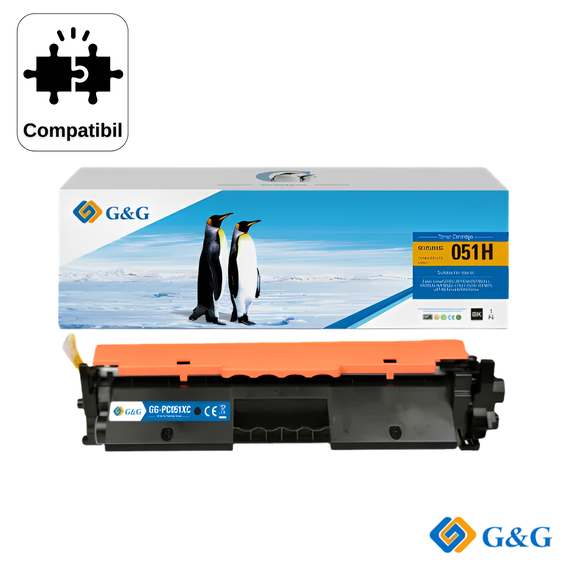 Cartus toner compatibil G&G Black CRG-051H Patent Free, pentru Canon I-Sensys MF264Dw, 4.100 pagini - Papet