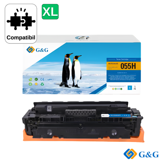 Cartus toner compatibil G&G Cyan CRG-055HC, pentru Canon I-Sensys MF746Cx, 5.900 pagini - Papet