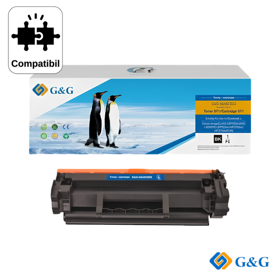 Cartus toner compatibil G&G Black CRG-071, pentru Canon I-Sensys LBP122Dw, 1.200 pagini - Papet