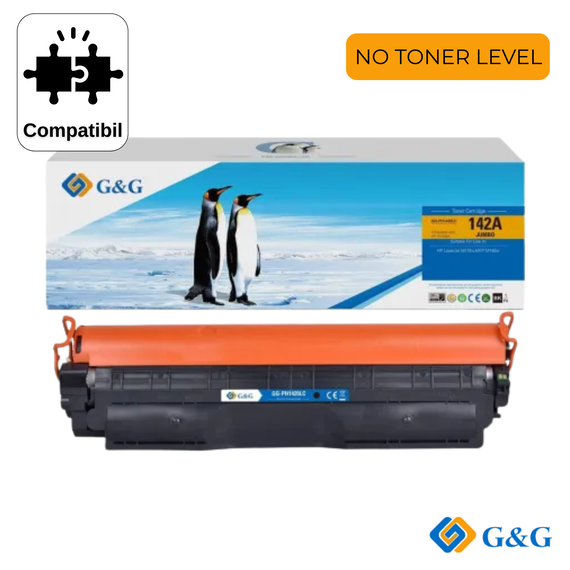 Cartus toner compatibil G&G Black W1420A 142A, cu cip, NO TONER LEVEL, pentru HP LaserJet M110w, 950 pagini - Papet
