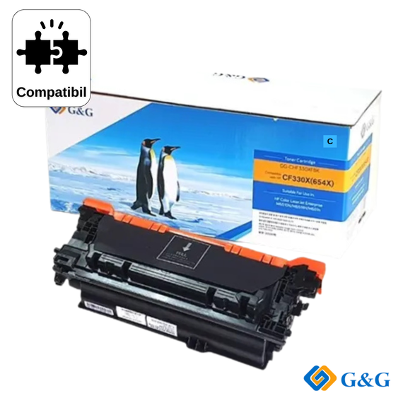 Cartus toner remanufacturat G&G Cyan CF331A 654A, pentru HP LaserJet Enterprise M651N, 15.000 pagini - Papet