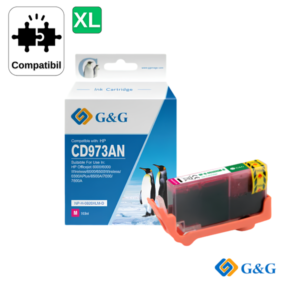 Cartus inkjet compatibil G&G Magenta 920XL CD973A pentru HP OfficeJet 6500, 700 pagini - Papet