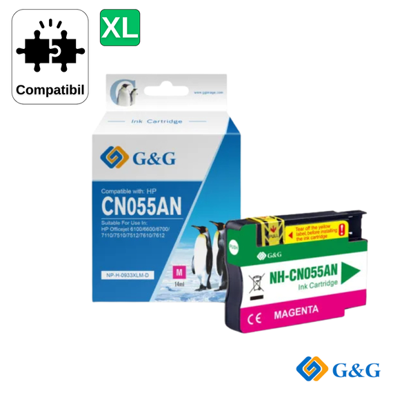 Cartus inkjet compatibil G&G Magenta 933XL CN055AE pentru HP OfficeJet 6100, 825 pagini - Papet