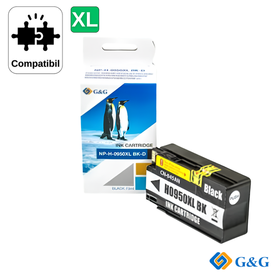 Cartus inkjet compatibil G&G Black 950XL CN045AE pentru HP OfficeJet Pro 8100 N811A, 2.300 pagini - Papet