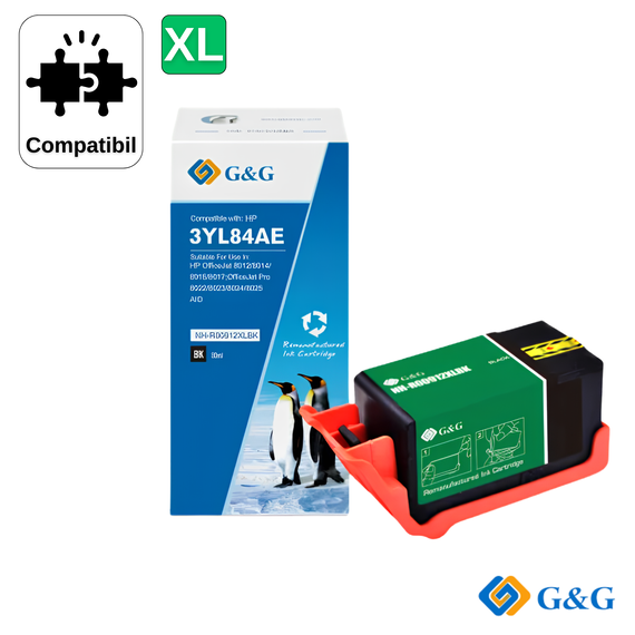 Cartus inkjet remanufacturat G&G Black 912XL 3YL84AE pentru HP OfficeJet 8013 fara E, 825 pagini - Papet