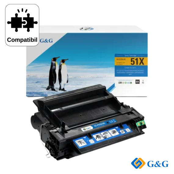 Cartus toner compatibil G&G Black Q7551X 51X, pentru HP LaserJet P3005, 13.000 pagini - Papet