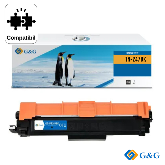 Cartus toner compatibil G&G Black TN247BK, pentru Brother HL-L3210CW, 3.000 pagini - Papet
