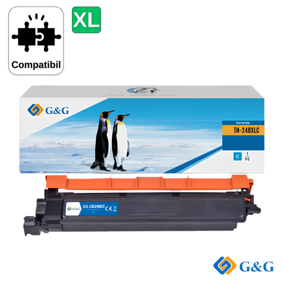 Cartus toner compatibil G&G Cyan TN248XLC, pentru Brother HL-L3220CW, 2.300 pagini - Papet