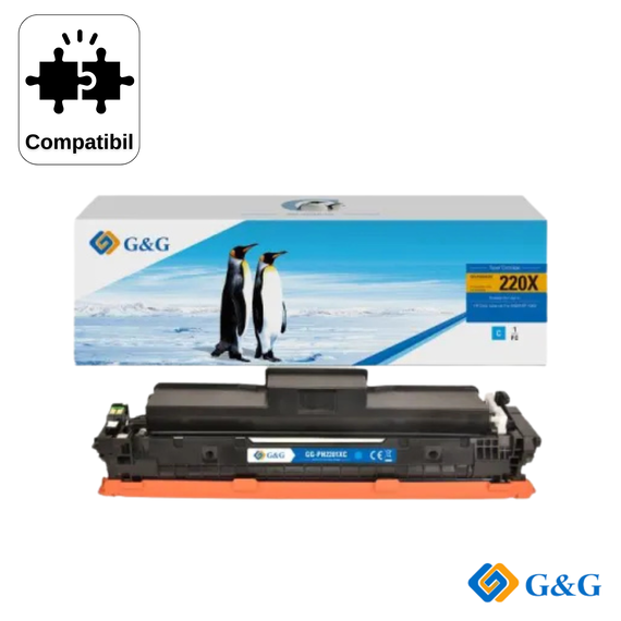 Cartus toner compatibil G&G Cyan W2201X 220X, pentru HP Color LaserJet Pro 4202dw, 5.500 pagini - Papet