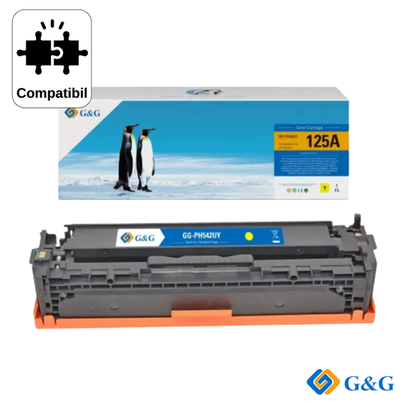 Cartus toner compatibil G&G Yellow CB542A 125A, pentru HP LaserJet CP1215, 1.400 pagini - Papet