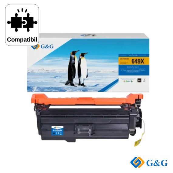 Cartus toner compatibil G&G Black CE260X 649X, pentru HP LaserJet CP4525N, 17.000 pagini - Papet
