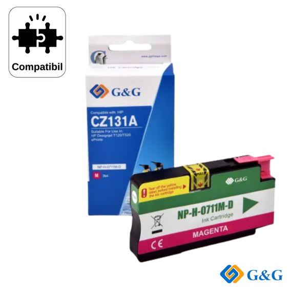 Cartus compatibil G&G Magenta 711 CZ131A, pentru HP DesignJet T120, 29 ml - Papet