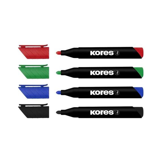 Marker permanent 3mm, KORES Eco, 4 culori/set - 2Papet