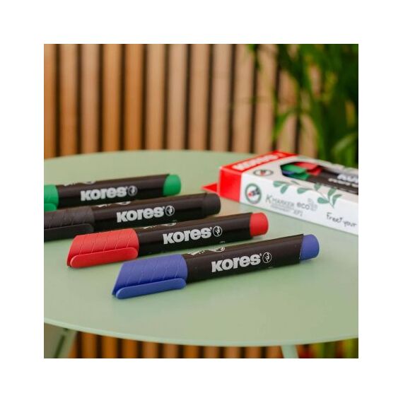 Marker permanent 3mm, KORES Eco, 4 culori/set - 3Papet