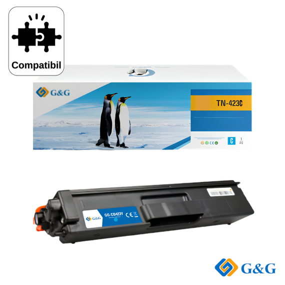 Cartus toner compatibil G&G Cyan TN423C, pentru Brother HL‑L8360CDW, 4.000 pagini - Papet