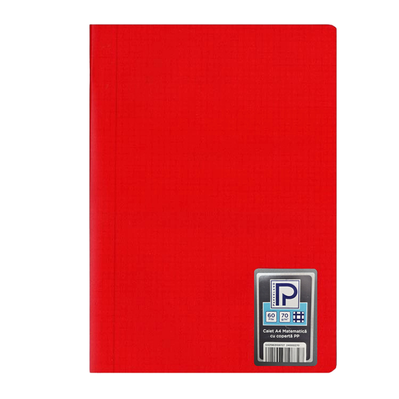 Caiet A4 coperta plastic, 60 file, matematica, PAPERLAND, ALEGE CULOAREA: Rosu - 2Papet