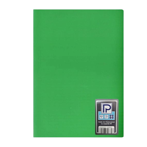 Caiet A4 coperta plastic, 60 file, matematica, PAPERLAND, ALEGE CULOAREA: Verde - 2Papet