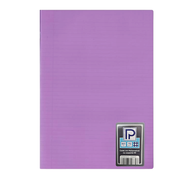 Caiet A4 coperta plastic, 60 file, matematica, PAPERLAND, ALEGE CULOAREA: Mov - 2Papet